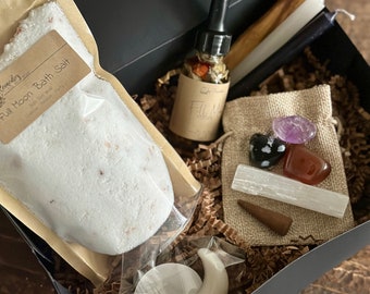 Deluxe Full Moon Ritual Kit, Manifesting Moon ritual, Witchcraft Bath Soak, intention setting, intention spell kit, Full moon spell kit