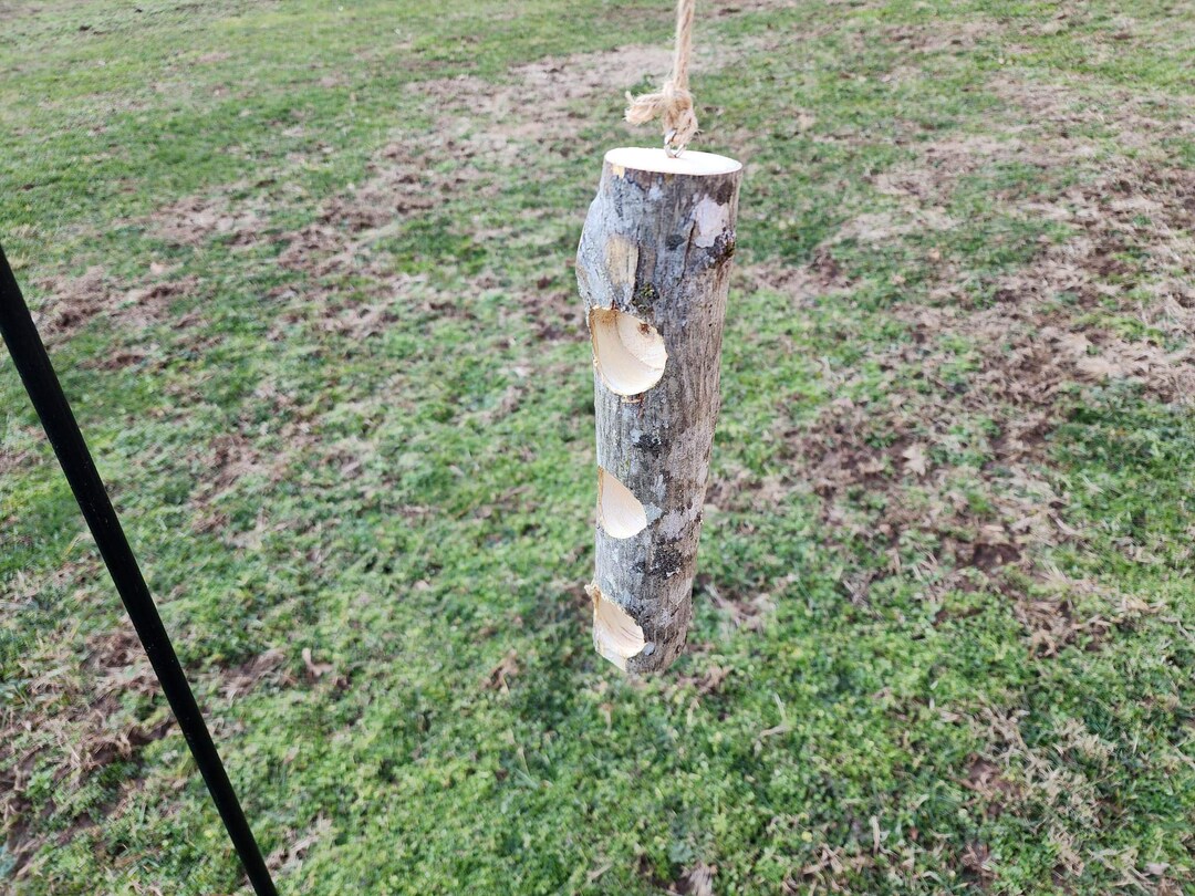 Suet Feeder, Log Bird Feeder, Rustic Decor, Bark Bird Feeder, Wooden