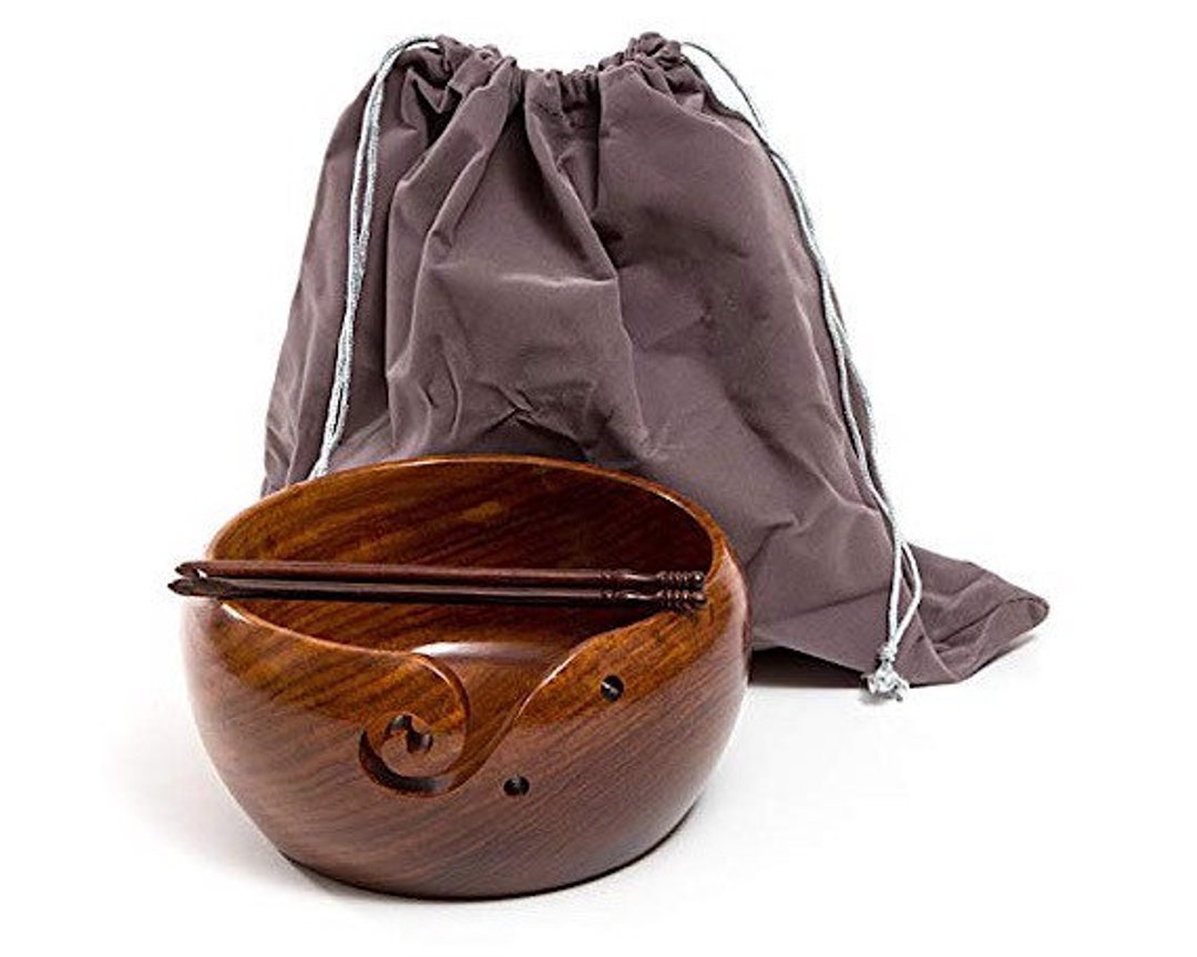 Wooden Yarn Bowl 8 X 4 Inch Handmade Yarn Holder for Etsy