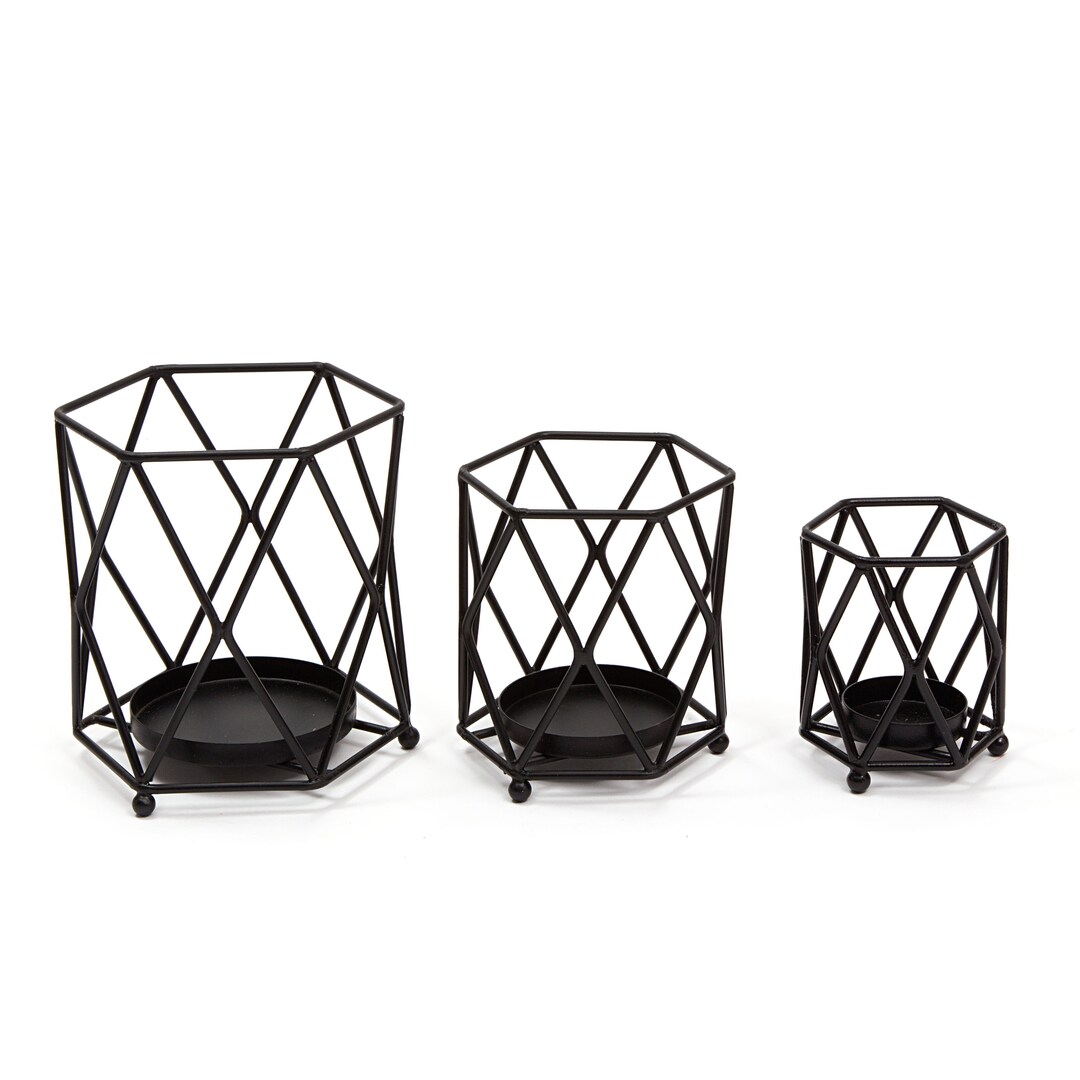 Metal Candle Holders for Home, Set of 3 Decorative Candlestick Holder ...