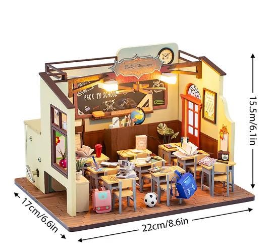 TOYANDONA 1 ensemble de jeu miniature pour salle de classe avec chaise d' école, bureau, livre, cartable, tableau pour jeu de rôle - Modèles de mini meubles de poupée TOYANDONA 1 ensemble de jeu miniature pour salle de classe avec chaise d' école, bureau, livre, cartable, tableau pour jeu de rôle - Modèles de mini meubles de poupée