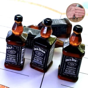 Miniature Whiskey Bottle Set 3Pcs , Wine Bottles Set for Dollhouse Bar Accessories, Miniature Bottle for Kitchen Display, Miniature Glass