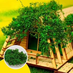 Miniature Dark Green Vine Tree, Miniature Purple Shrub Bush, Miniature Landscape Trees For Dioramas & Railroads, Miniature Bushes