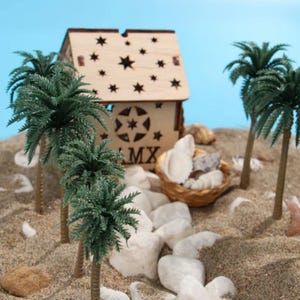 5Pcs Miniature Plastic Palm Tree, Coconut Palm for Dioramas, Tiny Coconut Palm Tree, Coconut Tree for Model Landscapes, Tropical Tree