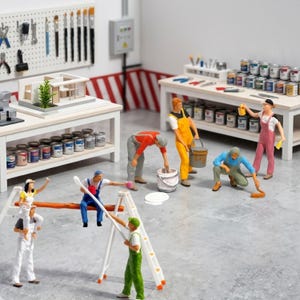 Miniature 1:87 People Painting | Tiny Figures for Architecture & Diorama Scenes | Painting Figures Art Studio Scene | Mini Action Figures