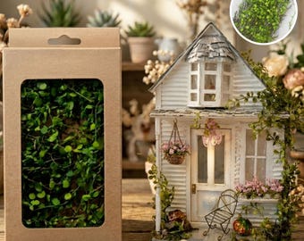 1 caja de hiedra verde en miniatura / Enredaderas en miniatura para decoración de jardines de hadas y paisajes / Hierba trepadora para decoración de dioramas de terrarios