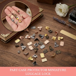4pcs Mini Metal Corner Protector Set | DIY Dollhouse Suitcase & Trunk Hardware Accessories | Luggage Lock Detail Parts | Mini Part for Craft