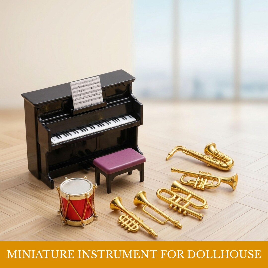 Mini Playable Instruments Miniature Classical Musical Instrument, 1:12 Dollhouse Piano Guitar ...