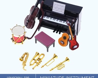 Miniature Classical Musical Instrument , 1:12 Dollhouse Piano Guitar Saxophone Set, Instruments De Musique Miniatures, Kleines Instrument
