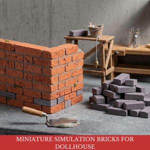50Pcs Miniature Brick Building Kit | 1/16 Dollhouse Mini Simualtion Bricks | Ideal for Diorama and Aquarium