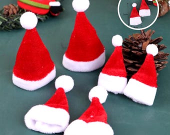 2Pcs Miniature Christmas Santa Claus Hat, Santa Hat Ornament, Miniature Christmas Decor, Santa Hut Ornament, Xmas Geschenk, Weihnachtsdeko