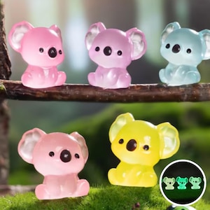 10Pcs Luminous Koala Miniature, Glow in the Dark Animal Decor for Terrariums & Crafts, Koala Figurines, Koala Glowing Figurines for Kids