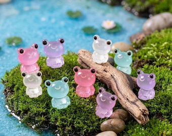 20 Pcs Glow in the Dark Mini Frog Resin Cabochons | Mini Resin Frogs for Terrarium | DIY Craft Supplies