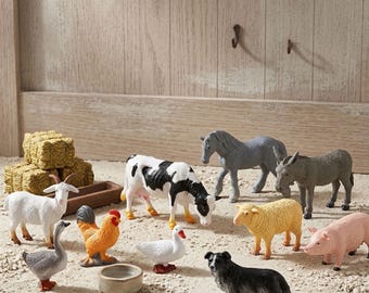 Elyebxj 12 Figuras realistas de Animales de Granja en Miniatura, estatuas de Cerdo, Vaca, Caballo, Oveja, Juguetes para niños, Juego de Animales de Elyebxj 12 Figuras realistas de Animales de Granja en Miniatura, estatuas de Cerdo, Vaca, Caballo, Oveja, Juguetes para niños, Juego de Animales de