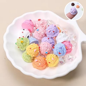 10 Pcs Miniature Ice Cream, Miniature Food, Dollhouse Ice Cream Scoop Mini Play Food, Mini Dessert Sculpture, Miniature Dessert