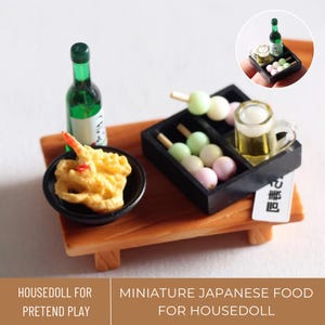 Miniature Japanese Food, Miniature Sushi Fishball, Miniature Tempura Bento, Mini Kitchen Decor, Mini Food