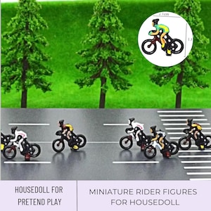 5 figuras de ciclistas en miniatura, modelos de ciclistas realistas para dioramas, exhibiciones de personas en bicicleta en la carretera, bicicletas en miniatura, ciclistas en miniatura