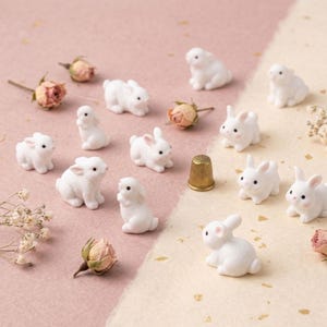5Pcs Miniature Bunny Figurine | Resin Rabbit Ornament | Fairy Garden Ornament for Decoration | Kawaii Rabbit Miniature for Nature Diorama