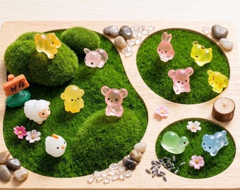 Glow Animal Resin Mini Dolls | 12Pcs Kawaii Animal Figurines for Decoration | Miniature Figures Ornament Fairy Garden