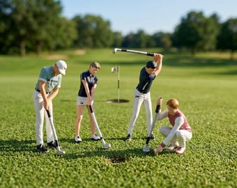 1Pc Miniature Figurine 1:64 Golf Players | People Playing Golf |  Miniature Golfers for Diorama Decor | Miniature Golf Scene Collectibles