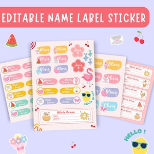 Labels Name Sticker, Summer Sticker Name Tags Labels, Girl Sticker Name Labels For School , Sticker Name Labels Printable, Labels Names
