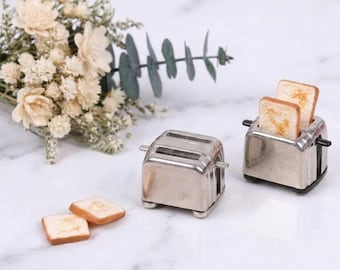1Pc Miniature Bread Machine, Mini Toaster for House Doll, Miniature Kitchen Furniture | Dollhouse Bakery Kitchen Decor Appliance Prop