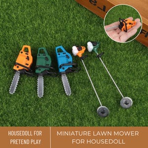1Pc Miniature Lawn Mower, Miniature Tool Saw, Miniature Chain Saw Lawn Mower, Mini Garden Decor, Miniatur Mäher, Kettensäge, Gartenwerkzeug