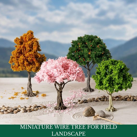 15cm Miniature Wire Tree | Miniature Bonsai Tree and Maple | Miniature Sakura Pink Yellow Tree | Miniatur Baum for Display or Diorama