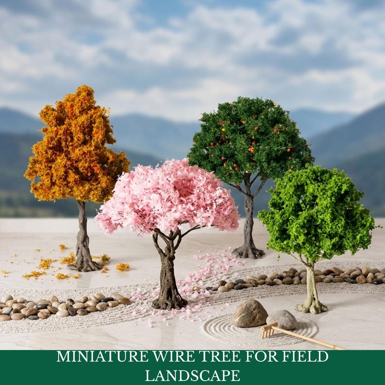15cm Miniature Wire Tree | Miniature Bonsai Tree and Maple | Miniature Sakura Pink Yellow Tree | Miniatur Baum for Display or Diorama