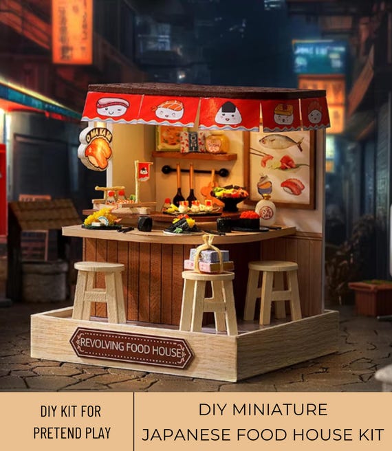 DIY Miniature Japanese Food Restaurant Kit | Miniature Japanese Dining | Wooden Restaurant Sushi Bar
