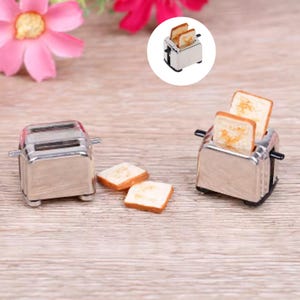 1Pc Miniature Bread Machine, Mini Toaster for House Doll, Miniature Kitchen Furniture, Miniatur Brotmaschine, Küchen Möbel, Miniatur Toaster