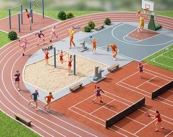 10Pcs Miniature Sports Figures | Miniature Athlete | Sports Players | Sportler Figuren for Diorama | Sport Figures for Architectural Models