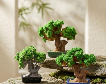 1 unidad de bonsái en maceta miniatura / Mini bonsái en maceta ideal para terrarios / Suministros para jardines de hadas Decoración de árboles pequeños para terrarios DIY