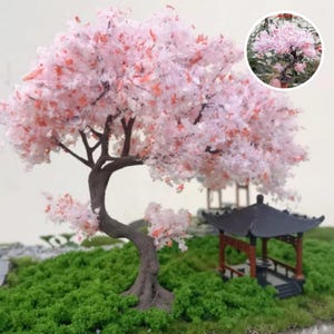 ミニチュアピンク桜の木 1個 ジオラマや妖精の庭用の桜の木 10 cm ミニチュア桜の木 桜