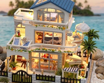 DIY Miniature Villa Kit | The Castle Miniature | Luxury Villa Building Kit | Miniature House Kit for Gift | Dollhouse Kit Home Decor Craft