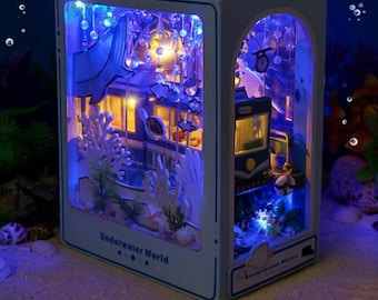 DIY Miniature Underwater Bookshelf | Miniature Ocean Wonderland Set | Train Book Nook Kit