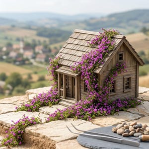 Albero rampicante viola in miniatura / Arbusto per diorama da giardino fatato per scenografie / Erba rampicante per terrario e diorama da giardino fatato