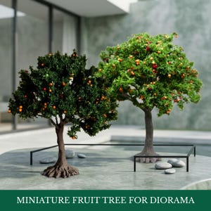 1 arbre fruitier miniature | Kit d'artisanat d'arbre miniature de 15 cm/10 cm | Arbre miniature avec fruits pour diorama et décor | Fournitures de bricolage