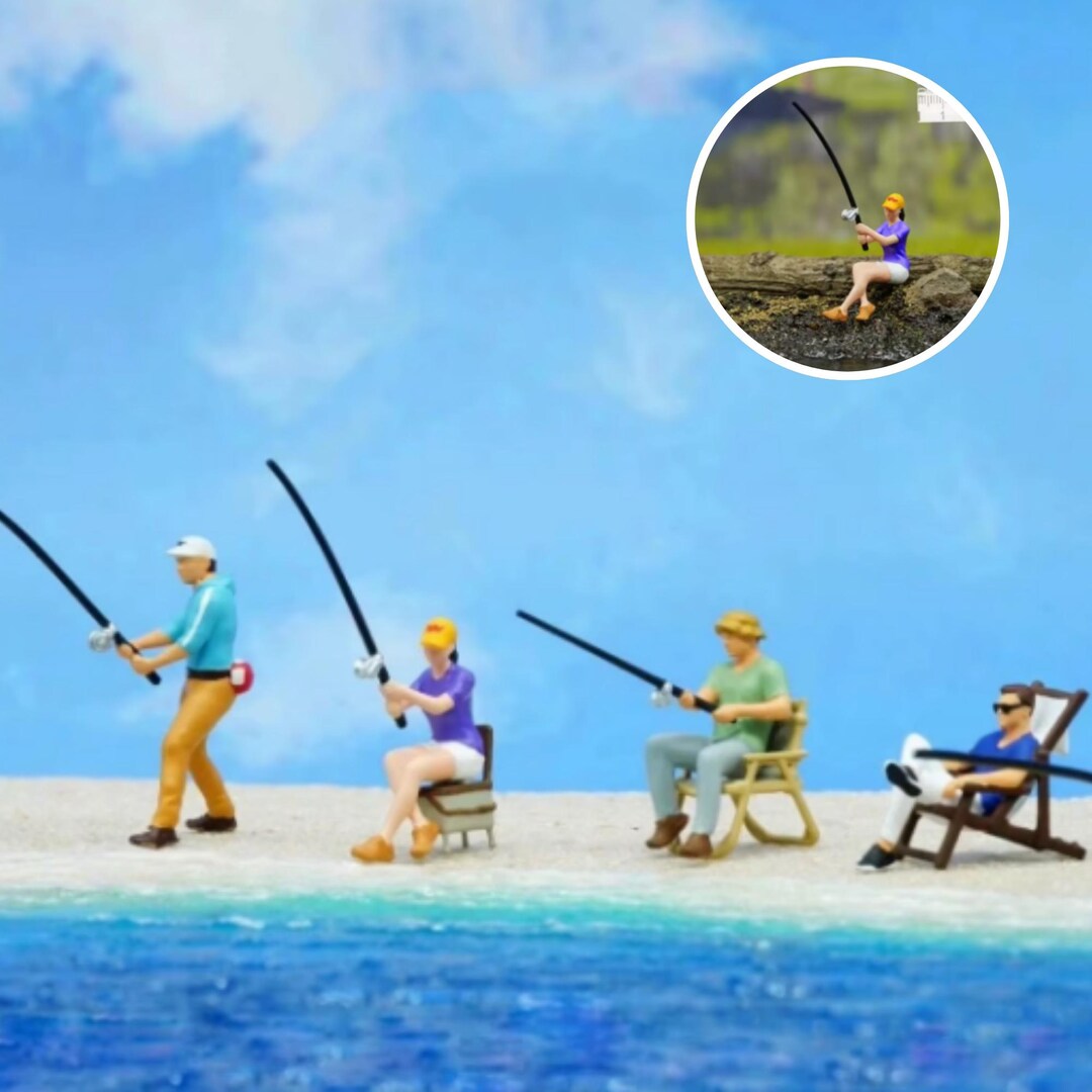 1pc Miniature Fishing Man Realistic Miniature Fishing Scene 1 64 