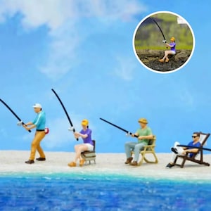1Pc Miniature Fishing Man, Realistic Miniature Fishing Scene 1/64, Fishing Figure, Fishing Diorama Miniature