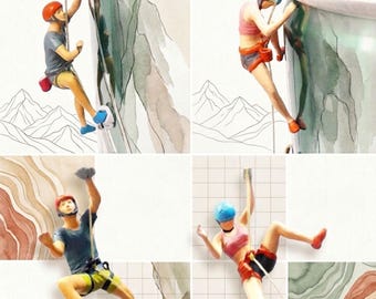 Miniature Figures Mounting Climbing | Miniature Rock Climber Sport | Rock Climbers Micro Landscape Mini Figurines 1:87 | Miniature Hikers
