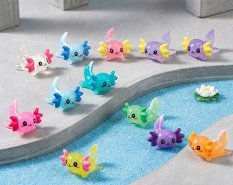 Lot de 24 mini axolotl lumineux en résine pour bonsaï, piscine, maison de poupée, aquarium, table Lot de 24 mini axolotl lumineux en résine pour bonsaï, piscine, maison de poupée, aquarium, table