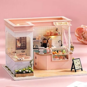 DIY Miniature Tea &amp; Coffee Shop Kit, Miniature Tea House and Bakery ...