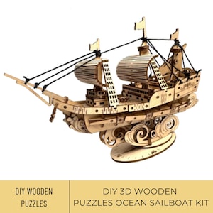 Puzzle 3D en bois bricolage, kit de voilier, puzzle en bois de voilier, voilier en bois pour décoration nautique, parfait pour les amateurs de navigation maritime
