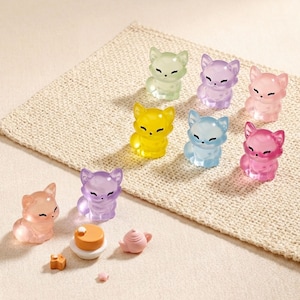 10Pcs Kawaii Foxes Miniatures | Cute Mini Foxes Scrapbooking | Resin Animal Figurines | For Animal Lovers, Fairy Garden & Shelf Decor