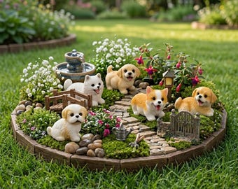1 figura de perro en miniatura / Figuras de animales de perros en miniatura para decoración de escritorio o decoración de paisajes / Mini figura de mascota para terrario, jardín de hadas y manualidades