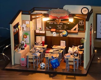 CUTEROOM Kit de maison de poupée miniature à monter soi-même avec meubles et musique - Kit de maison de poupée en bois pour adultes (rose Sweetheart