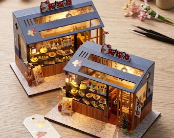 Kit de bricolage miniature pour restaurant de sushis | Kit maison de poupée de cuisine japonaise pour activité créative