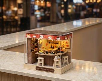 DIY Miniature Japanese Food Restaurant Kit | Miniature Japanese Dining | Wooden Restaurant Sushi Bar