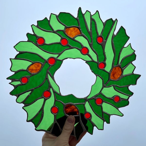 Stained Glass Christmas Wreath Etsy